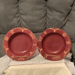 VTG 1992 Frankoma Ranch King CABERNET-2 Terra Cotta Soup/Cereal Bowls-7.75"D-EUC